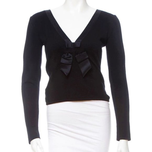 Valentino Women's Black Satin Bow Sweater size M
